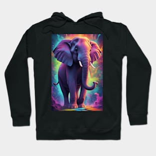 Large Elephant with Tusks and Multiple Colours Hoodie